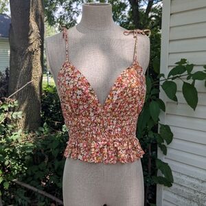 Sim & Sam Cotton, Ditzy Floral, Open Back, Summer Crop Top